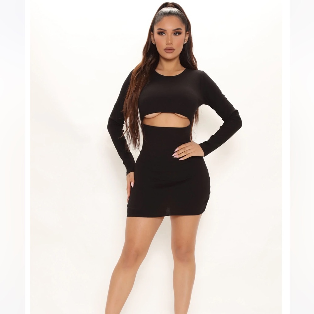 Black fashion nova cutout dress size small